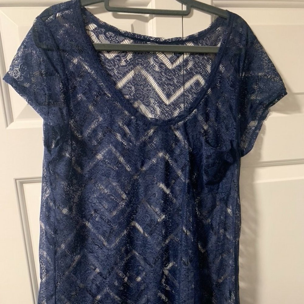 Urban Outfitters Lace Navy Shirt - L